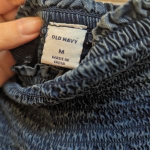 Denim off shoulder dress